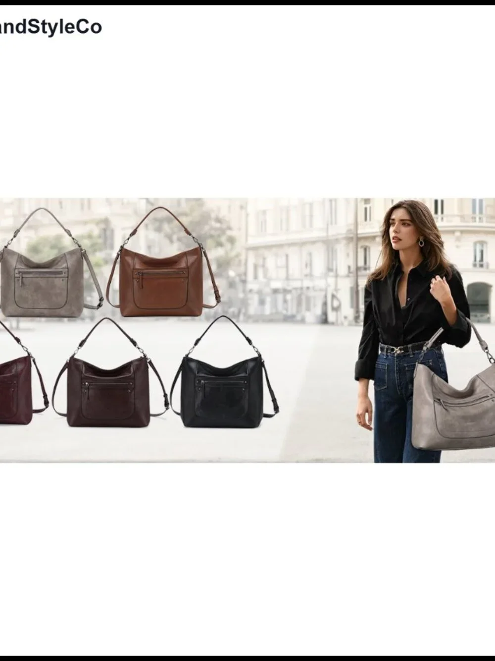 Vegan Leather Hobo Bag Large Slouchy Shoulder Purse Crossbody Strap